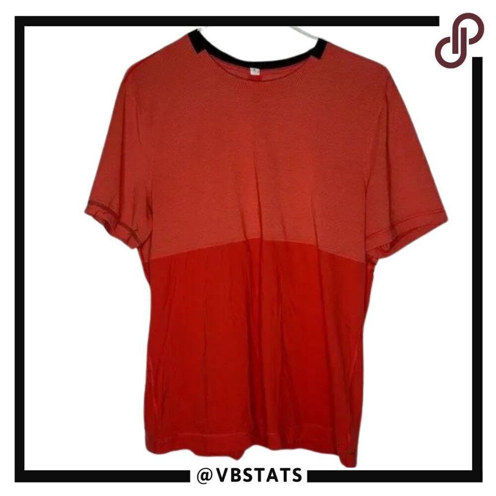 Lululemon Orange Block Vented Athleisure‎ Workout SS Shirt in Size XL